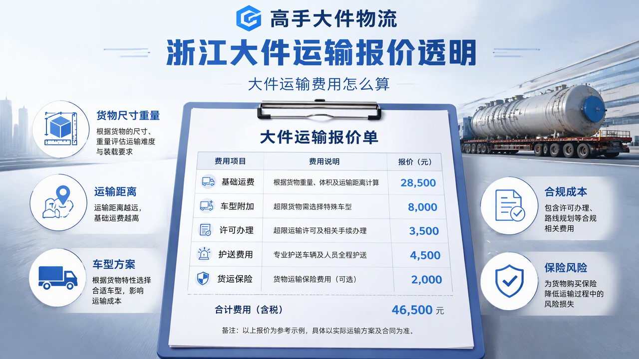 大件运输费用怎么算？影响浙江大件物流报价的5个关键因素