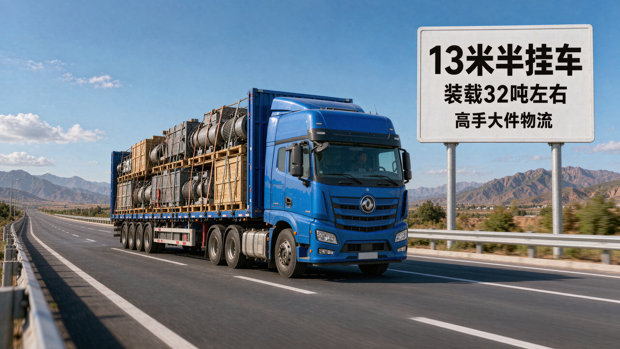 13米半挂车拉货可以装多少吨？